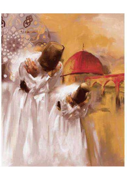 Kanvas ermiş Mevleviler Sayılarla Boyama Seti Kasnaklı 70 x 90 cm