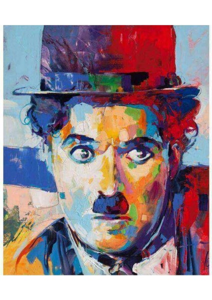 Kanvas renkli Charlie Chaplin Sayılarla Boyama Seti Kasnaklı 40 x 50 cm
