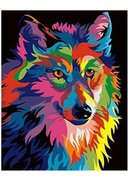 Kanvas renkli Kurt Sayılarla Boyama Seti Kasnaklı 40 x 50 cm