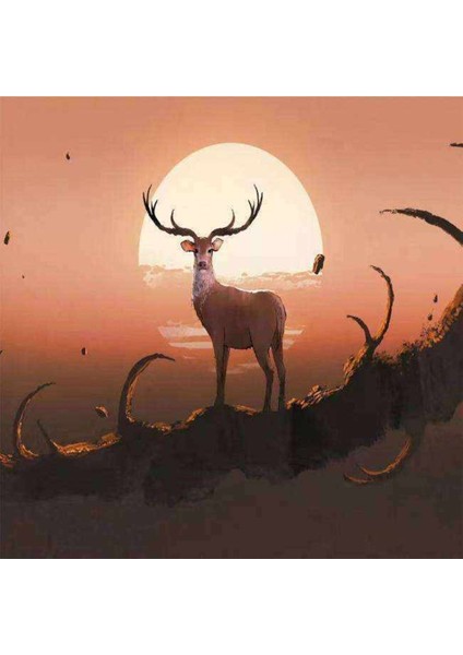 Kanvas cesur Geyik Sayılarla Boyama Seti Kasnaklı 60 x 75 cm