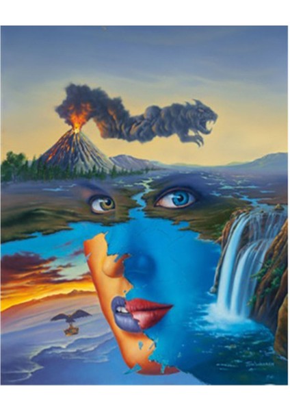 Kanvas kadının Evrendeki Gözü Sayılarla Boyama Seti Kasnaklı 60 x 75 cm