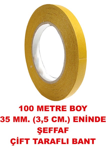 Çift Taraflı Bant 100 Metre Uzunlukta (35 mm - 3,5cm) Eninde