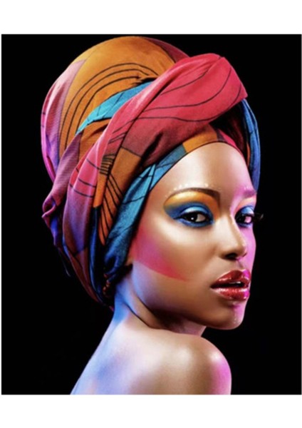 Kanvas afrika Makyajı 2 Sayılarla Boyama Seti Kasnaklı 60 x 75 cm