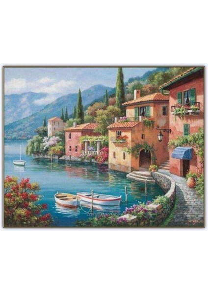 Kanvas sahil Manzarası 2 Sayılarla Boyama Seti Kasnaklı 60 x 75 cm