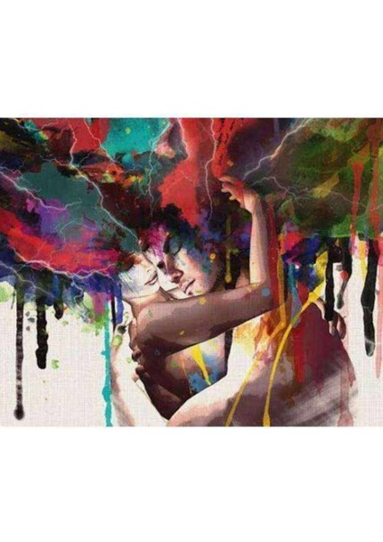 Kanvas renkli Anlar Sayılarla Boyama Seti Kasnaklı 70 x 90 cm