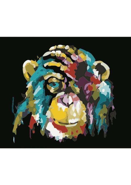 Kanvas maymun Renkli Sayılarla Boyama Seti Kasnaklı 50 x 65 cm