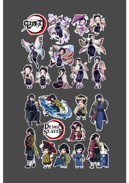 Giyu Tomioka-Shinobu Kochō -Demon Slayer-2li Çıkartma-Etiket-Süsleme-Hediye- Başarı Çıkartmaları modelleri