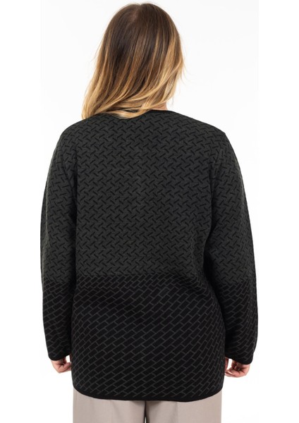 Yeni Sezon Kadın Triko Örgü Sıkı Dokuma Düğmeli Desenli Anne Kışlık Hırka 2435-HAKI Yeşili fiyatları