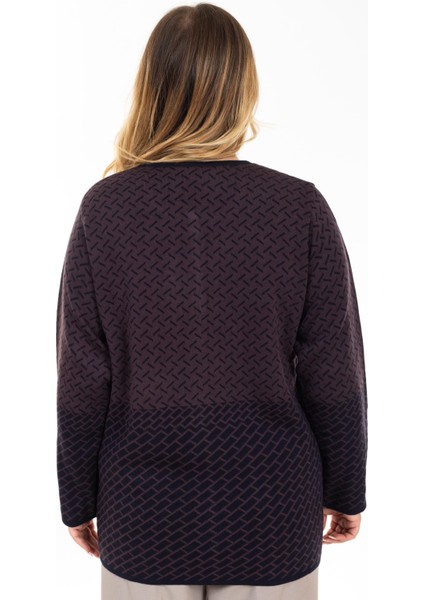 Yeni Sezon Kadın Triko Örgü Sıkı Dokuma Düğmeli Desenli Anne Kışlık Hırka 2435-MÜRDÜM indirimleri