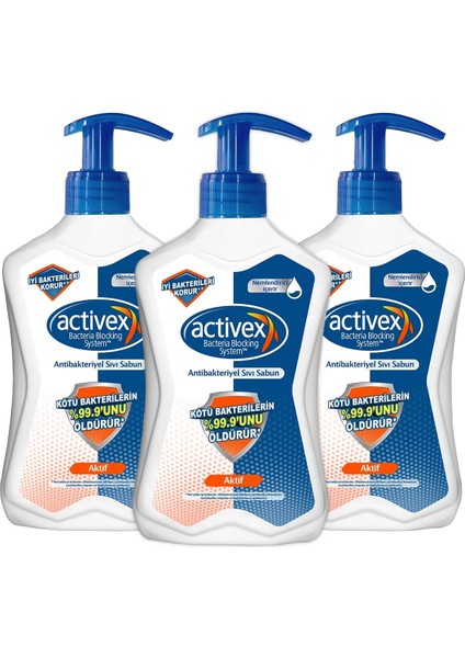 Antibakteriyel Activex Sıvı Sabun Aktif 500 ml  x 3 Adet