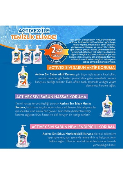 Antibakteriyel Activex Sıvı Sabun Aktif 500 ml  x 3 Adet