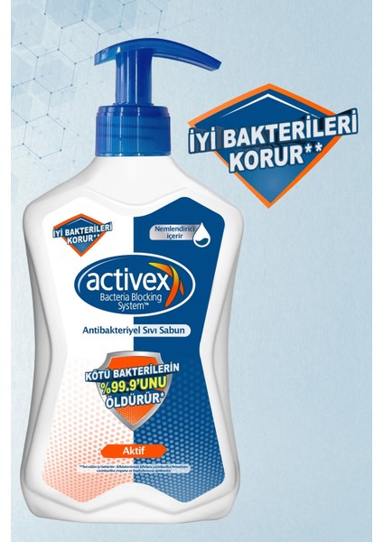 Antibakteriyel Activex Sıvı Sabun Aktif 500 ml  x 3 Adet