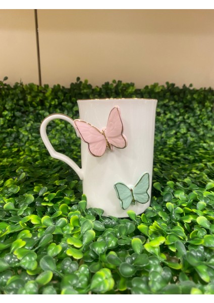 Kupa Bardak Porselen Kelebek Detaylı modelleri