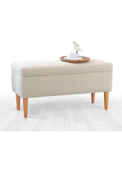 Lorence Home Glend Sandıklı Bench Puf - Krem