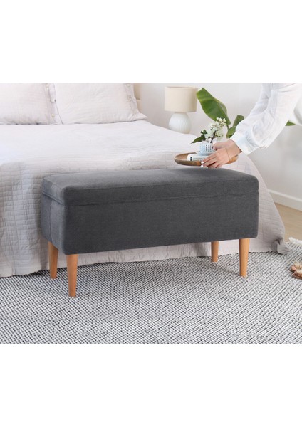 Lorence Home Glend Sandıklı Bench Puf - Gri