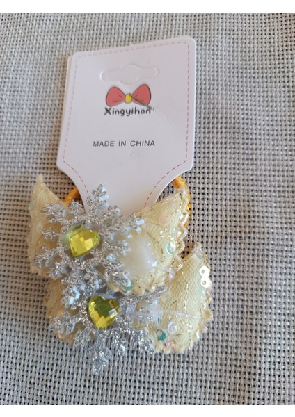 Üzeri Simli Kar Tanesi ve Kristal Taş Süslemeli Melek Kanat Model Çiftli Çocuk Lastik Toka fiyatları