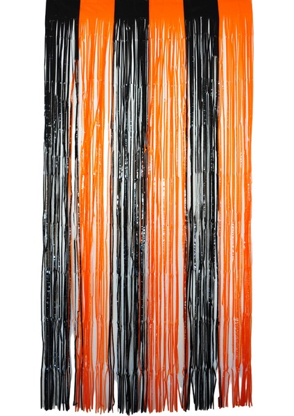 Metalize Siyah Turuncu Halloween Arka Fon Süs 100X200 cm