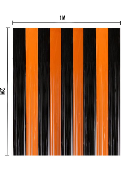 Metalize Siyah Turuncu Halloween Arka Fon Süs 100X200 cm modelleri