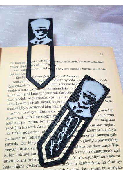 3D Atatürk Imzalı ve Atatürk Baskılı Kitap Ayracı/ Atam