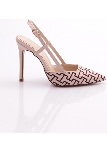 6305-2 Kadin Arkadan Bağlamali Topuklu Ayakkabi