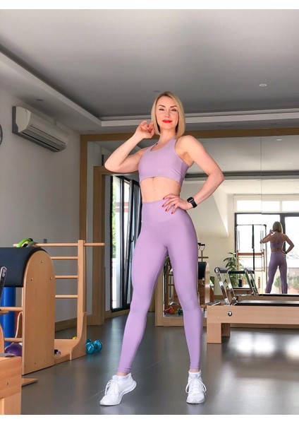 Lila Ekstra Yüksek Bel Toparlayıcı Spor Tayt fırsatları