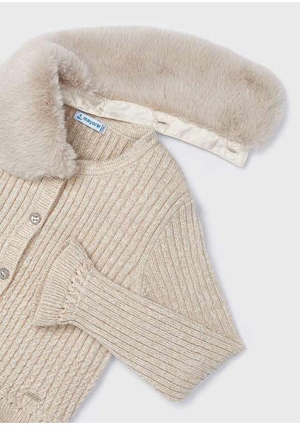 04-09 Yaş Kız Çocuk Bej Renk Peluş Yakalı Hırka indirimleri