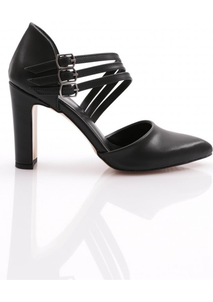 318 Kadin Kalin Topuklu Bileği Kemerli Topuklu Ayakkabi