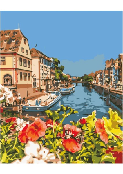 Kanvas kanal Çiçekleri Sayılarla Boyama Seti Kasnaklı 100 x 140 cm