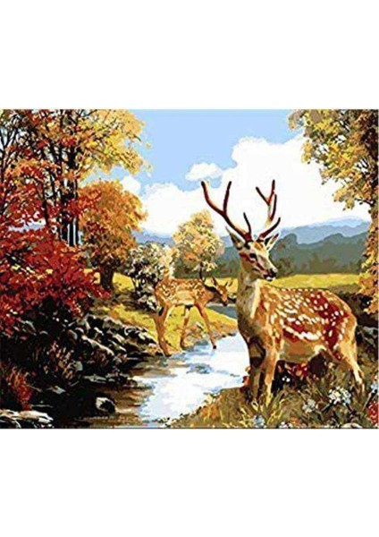 Kanvas ceylanlar Sayılarla Boyama Seti Kasnaklı 70 x 90 cm