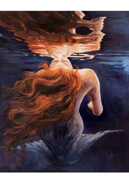 Kanvas deniz Kızı Sayılarla Boyama Seti Kasnaklı 70 x 90 cm