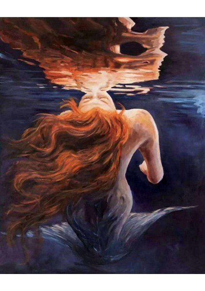 Kanvas deniz Kızı Sayılarla Boyama Seti Kasnaklı 90 x 110 cm