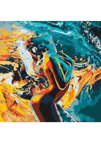 Kanvas ateş Su ve Tutku Sayılarla Boyama Seti Kasnaklı 90 x 110 cm