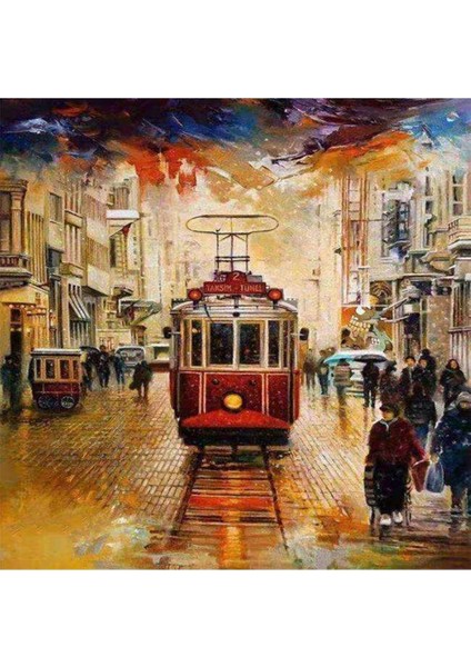 Kanvas istiklalde Kış Sayılarla Boyama Seti Kasnaklı 100 x 140 cm