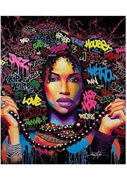 Kanvas afrikalı Güzel 13 Sayılarla Boyama Seti Kasnaklı 100 x 140 cm