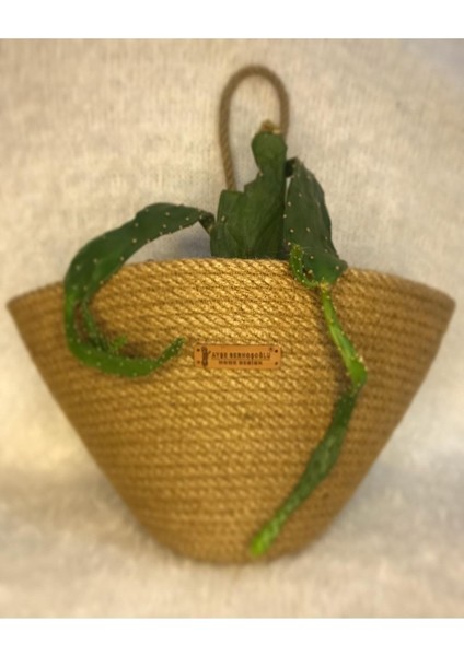 Ayşe Serhoşoğlu Home Design Hasır Sepet, Askılı Banyo Sepeti, Doğal Çiçeklik, Çok Amaçlı Dekoratif Hasır Sepet, Organizer