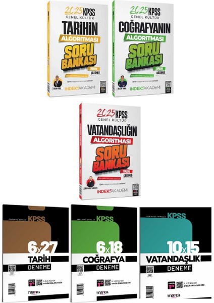 2025 KPSS Tarih + Coğrafya + Vatandaşlık Algoritması Soru + Marka Deneme 6'lı Set