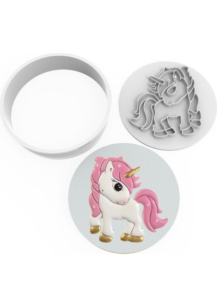 Unicorn Kurabiye Kalıbı Damga & Kesici Set