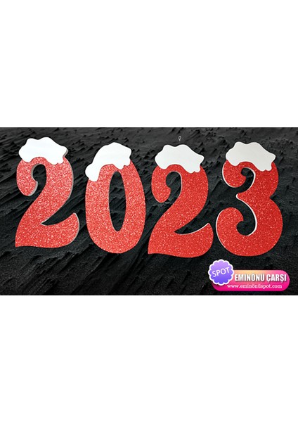 Yılbaşı Strafor Kırmızı Strafor 2023 Dekor Süs