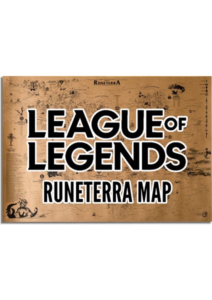 League Of Legends Runeterra Dünya Haritası 70*100CM, Lol Arcane, Demacia, Noxus, Shurima Poster