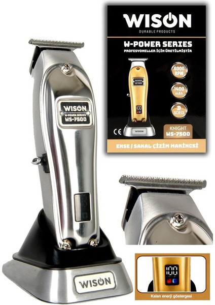 2 Yıl Wison W-Power Serisi WS-7500 Profesyonel Sıfıra Yakın Kesim Ense-Sakal Çizim Tıraş Makinesi I