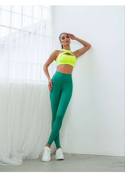 Yeşil Ekstra Yüksek Bel Toparlayıcı Spor Tayt