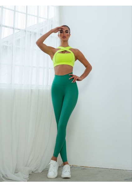 Yeşil Ekstra Yüksek Bel Toparlayıcı Spor Tayt