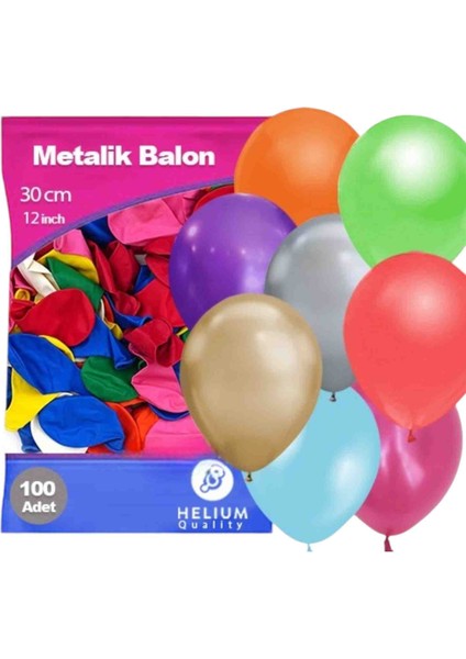 Balon Metalik Balon 100 Adet Karışık Balon Süsleme Balonu 12 Inç Paket Mix Balon
