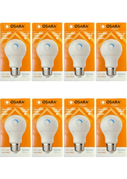 10W (75W) 6500K (Beyaz Işık) E27 Duylu Dim Edilebilir LED Ampul (8 Adet)