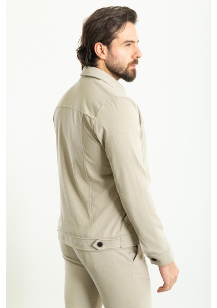 Çizgili Bej Slim Fit Erkek Mont Pantolon Takım fırsatları