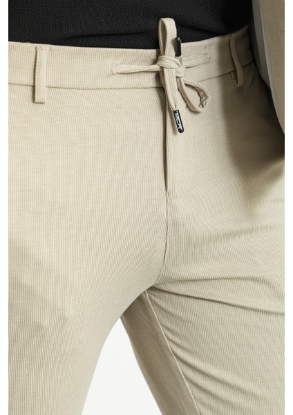 Çizgili Bej Slim Fit Erkek Mont Pantolon Takım indirimleri