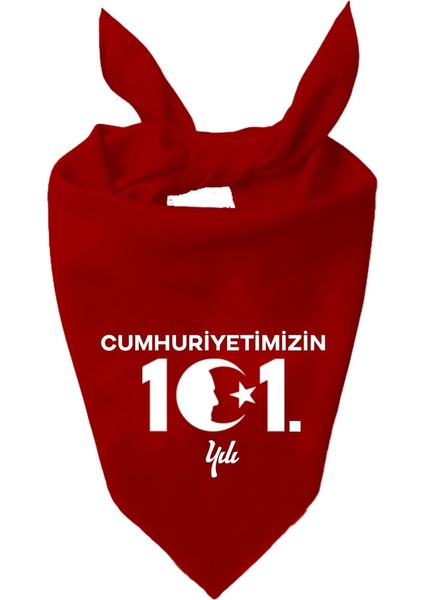Cumhuriyet 101 Yıl Atatürk Tasarımı Tek Renk Fular