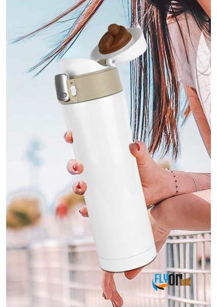 Beyaz Çelik Termos Matara 500 Ml