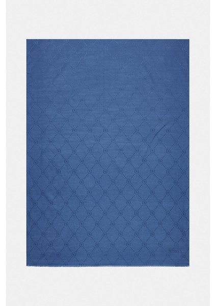 Pamuk Ipek Monogram Şal 40753-MAVI