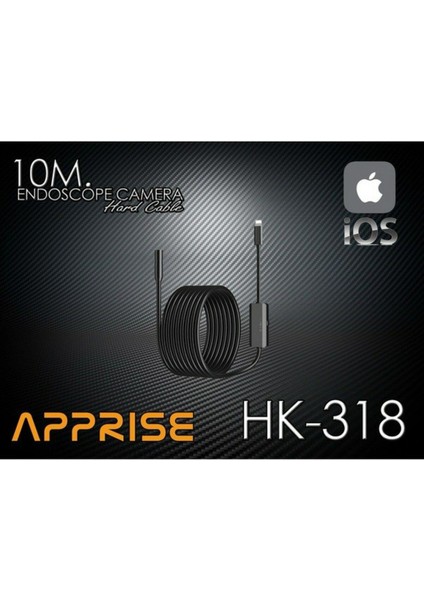 Siyah Apprise HK-318 Iphone Uyumlu Endoskop Yılan Kamera 10 Metre